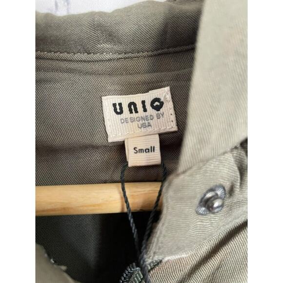 NWT UNIQ Navy Green Hooded Sleeveless utility lightweight vest dress Size Small - Picture 5 of 7